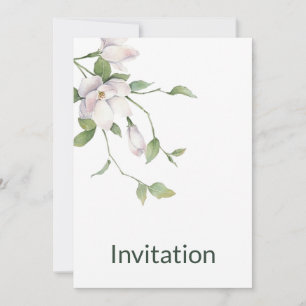 White floral simple, modern, elegant invitation