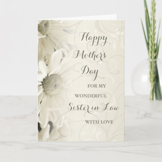 White Floral Sister in Law Happy Mother's Day Card (Front)