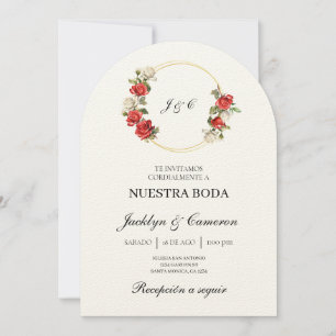 White Floral Spanish Wedding Invitation
