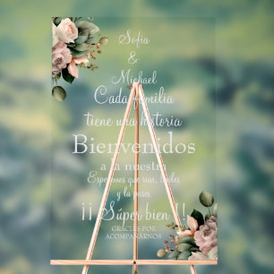 White floral Spanish Wedding Sign