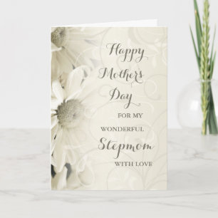 White Floral Stepmom Happy Mother's Day Card