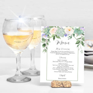 White Floral Succulents Greenery Arch Wedding Menu