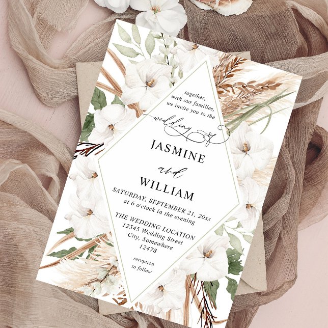 White Floral Summer Boho Invitation (Creator Uploaded)