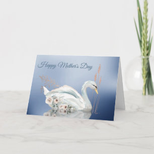 White Floral Swan Mother's Day Card