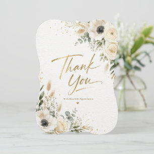 White Floral Thank You Card