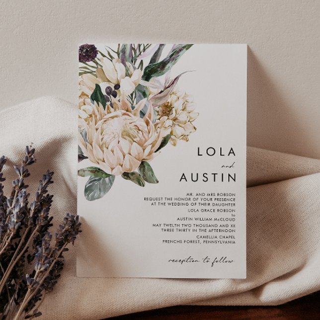 White Floral Traditional Wedding Invitation (Creator Uploaded)