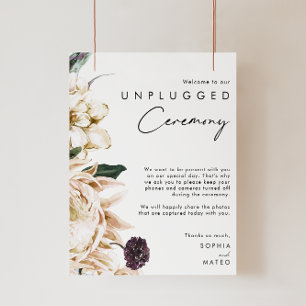 White Floral Unplugged Ceremony Poster