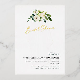 White floral Veil Gold Foil Bridal Shower