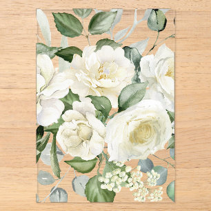 White Floral Vintage Elegant Wedding Insert Acrylic Invitations