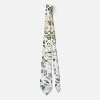 White Floral Vintage Elegant Wedding Tie