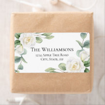 White Floral Vintage Wedding Address Return Labels