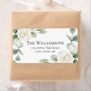 White Floral Vintage Wedding Address Return Labels
