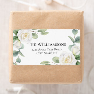 White Floral Vintage Wedding Address Return Labels
