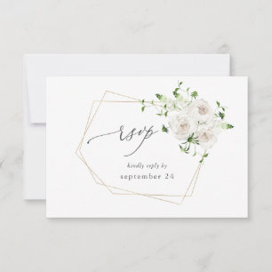 White Floral w Meal RSVP Card