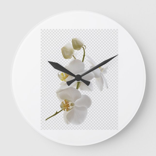 White Floral Wall Clock – Floral Elegance  (Front)