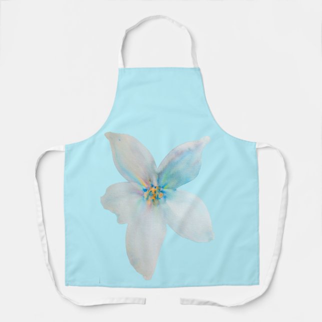 White floral watercolor flower pastel apron (Front)