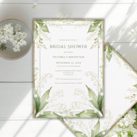 White Floral Watercolor Gold Frame Bridal Shower