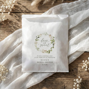 White Floral Watercolor Sage Wedding Bridal Shower Favour Bags