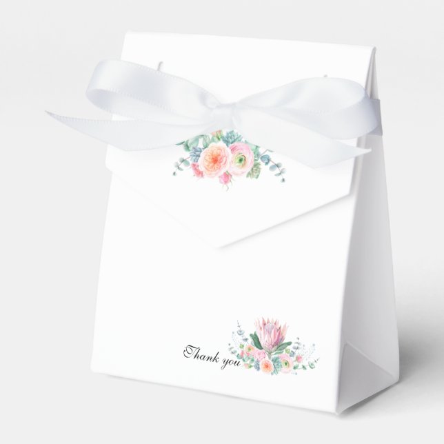 White Floral Watercolor Wedding Favor Box (Front Side)