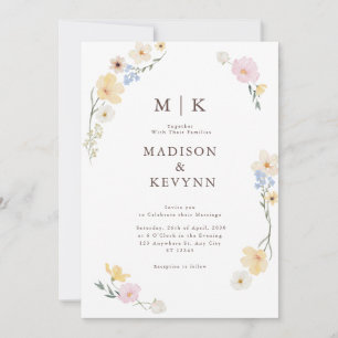 White Floral Watercolor Wedding Invitation