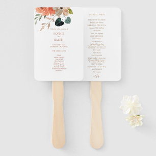 White Floral Watercolor Welcome Wedding Program Hand Fan