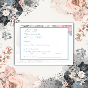 white floral watercolor wildflower peony wedding RSVP card