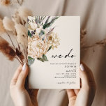 White Floral We Do Wedding Invitation<br><div class="desc">We designed this white floral we do wedding invitation to complete your rustic dark tropical wedding. With its bohemian watercolor greenery to its modern boho winter flowers, including protea, dahlia, and dried lotus, the design is sure to set off your moody, minimalist green and white theme. Change the text and...</div>