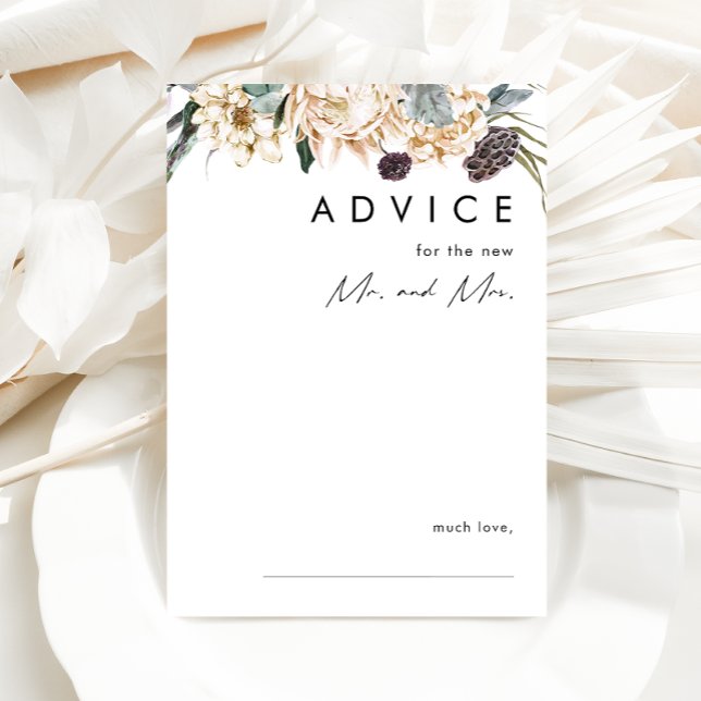 White Floral Wedding Advice Card (Creator Uploaded)