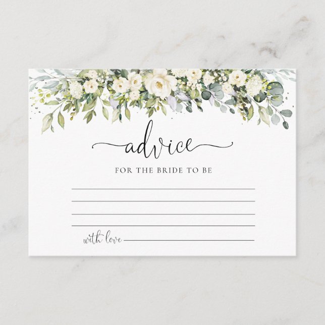 White Floral Wedding Advice Enclosure Card (Front)