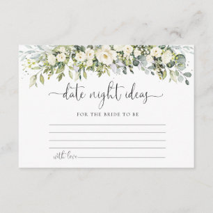 White Floral Wedding Date Night Ideas  Enclosure Card