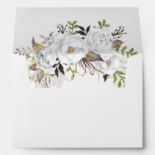 White Floral Wedding Envelopes (Back (Bottom))