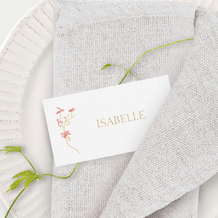 White   Floral Wedding Escort Place Name  Card