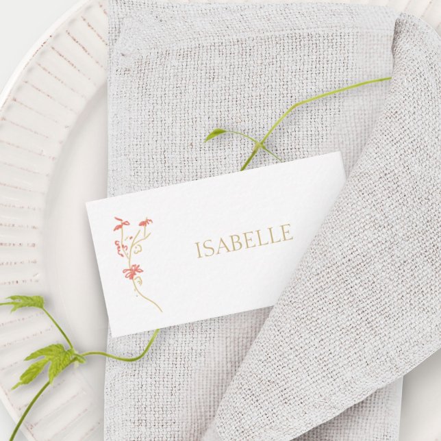 White | Floral Wedding Escort Place Name  Card (Creator Uploaded)