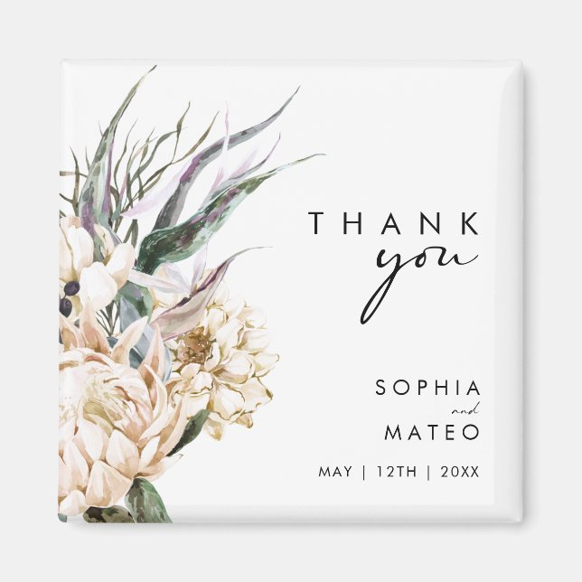 White Floral | Wedding Favour Magnet (Front)