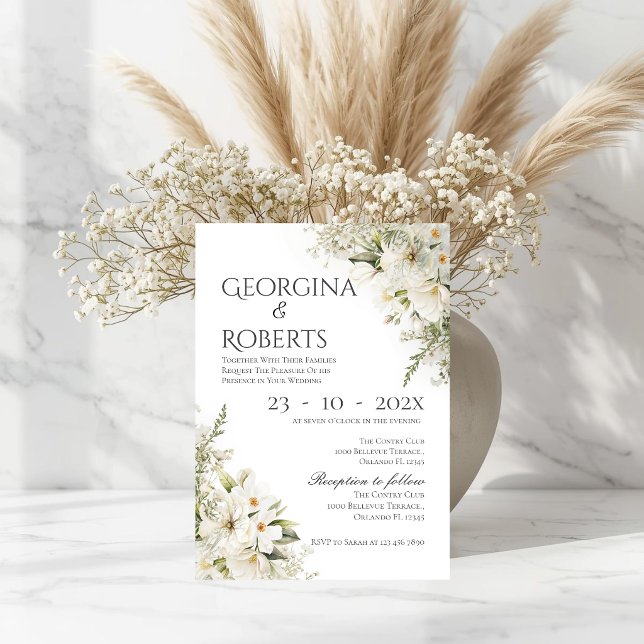 White floral wedding invitation (Creator Uploaded)