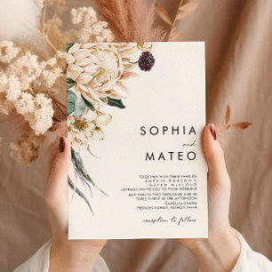 White Floral Wedding Invitation