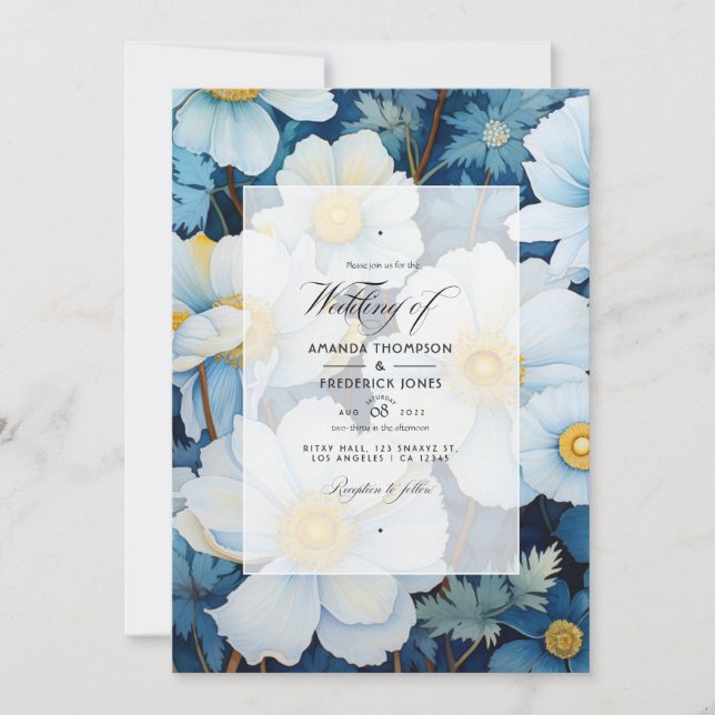 White Floral Wedding Invitation (Front)