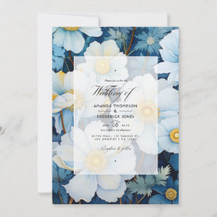 White Floral Wedding Invitation