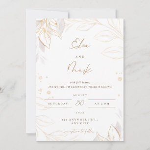 White floral wedding invitation