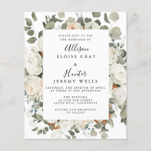 White Floral Wedding Invitation