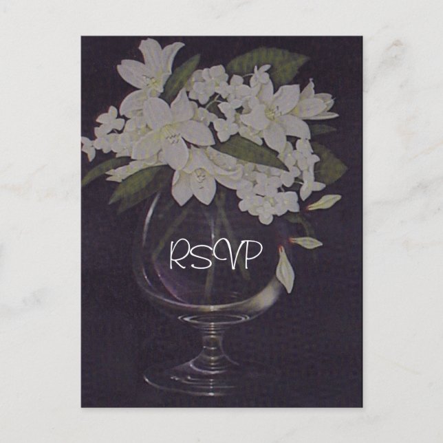 White Floral Wedding Invitation RSVP with Photo Postcard (Front)