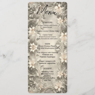 White Floral Wedding Menu