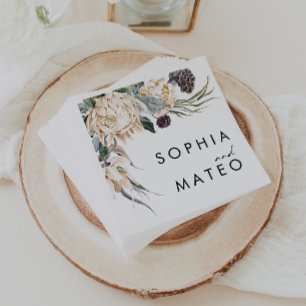 White Floral Wedding Napkins