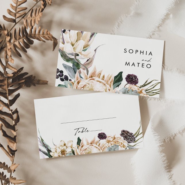 White Floral Wedding Place Card (Creator Uploaded)