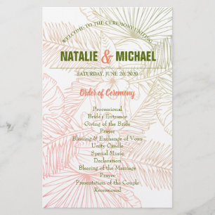 White Floral Wedding Program