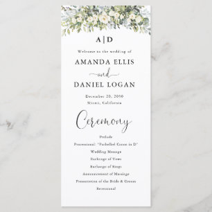 White Floral Wedding Program Programme
