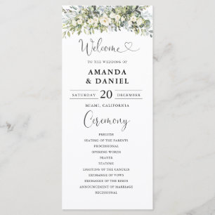White Floral Wedding Program Programme