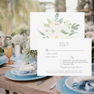 White Floral Wedding RSVP Card