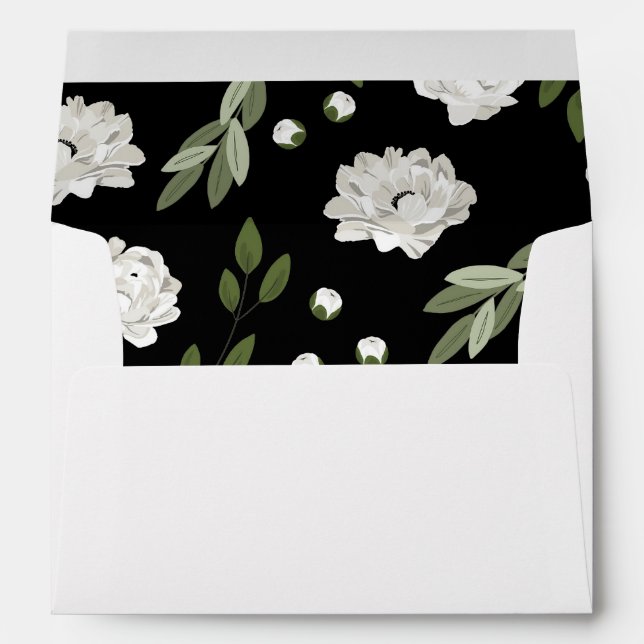 White Floral Wedding Sprigs Invitation Envelope (Back (Bottom))