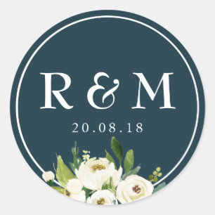 white floral wedding sticker